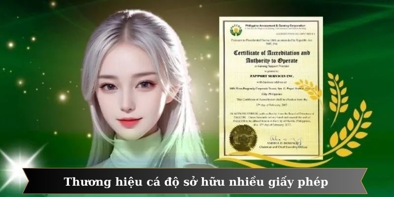 Thương hiệu cá độ đá bóng sở hữu nhiều giấy phép hoạt động